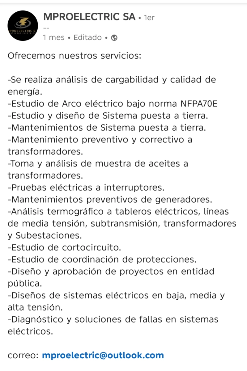 Se Ofrecen servicios eléctricos